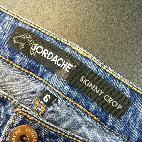 Vintage Jordache Womens Blue Denim Cuffed Skinny Crop Jeans Medium Wash Size 6 - Picture 9 of 13